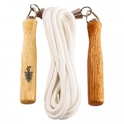 Jump Rope with Spring Loaded Wooden Handles